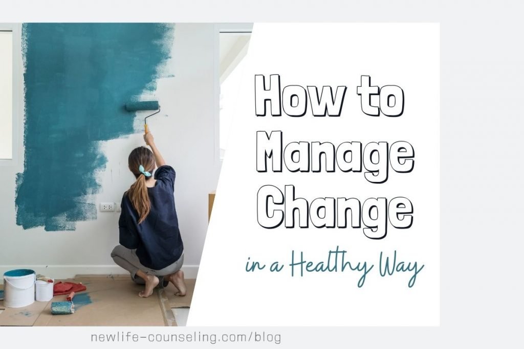 Women painting a wall. Text to the right that reads, How to Manage Change in a Healthy Way.