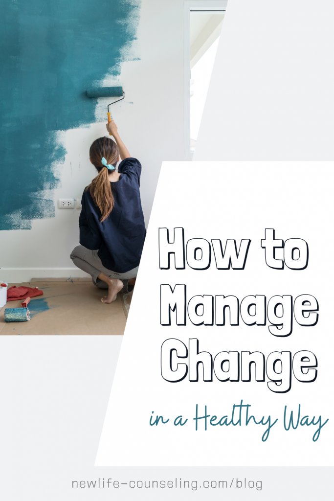 Women painting a wall. Text to the right that reads, How to Manage Change in a Healthy Way