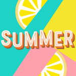 Pink, yellow, and teal colors with the word "Summer" over it, and a lemon in along the bottom right and top left side for fun encouragement to break the cycle of addiction.