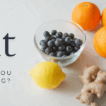 Image of fruits on a table with the text "is your gut telling you something?"