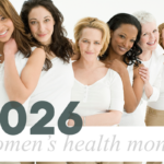 A group of women standing in a row with the text "2026 Women's Health Month" at the bottom of the image.